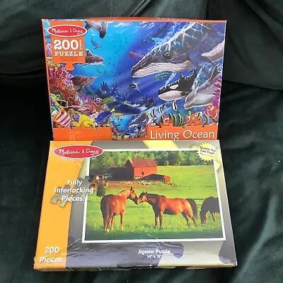  Melissa & Doug 200 Piece Puzzles Living Ocean And Kissing Horses Lot Of 2  • $17