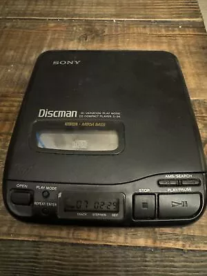 Vintage Sony Discman D-34 Portable CD Compact Player Mega Bass WORKS GREAT • $39.99