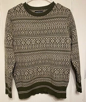 J Crew J.CREW Jacquard Fair Isle Pattern Sweater Heather Evergreen Unisex Men S • $29.99