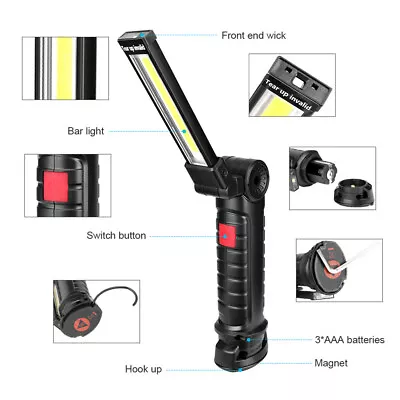 COB+LED Magnetic Torch Flexible Inspection Lamp Cordless Worklight Flashlight US • $12.21