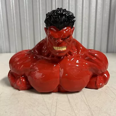 Marvel Angry RED Hulk Busted Bank Molded Coin Piggy Bank 8” Tall 2016 • $33.96