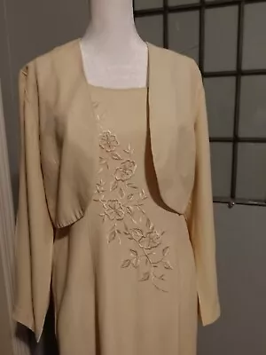 S. L. Fashions Beige / Tan  10p  Mother Of The Bride Formal Gown W/ Bolo Jacket • $35
