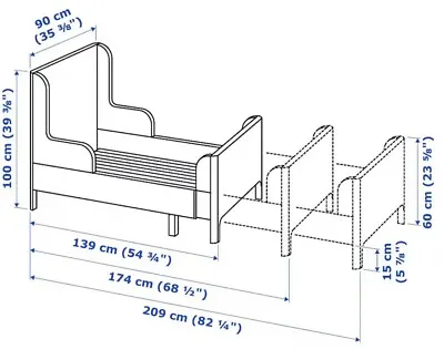 IKEA BUSUNGE KIDS Extendable Bed White 80x200 Cm • £75