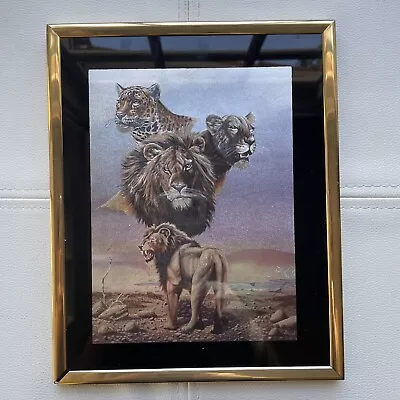 Vintage Manifestations Inc. Magic Effects Art Jungle Tigers And Lion - In Frame • $18