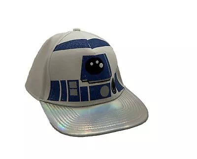 Star Wars Lucas Film Limited R2D2 Shiny Glitter White Snap Back Hat Cap • $14.72