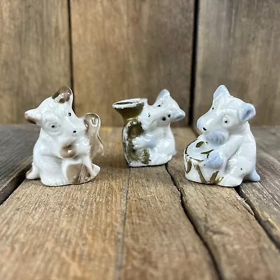 7 Vintage Miniature Ceramic Dogs Playing Instruments Figurines 2  Japan • $21.25