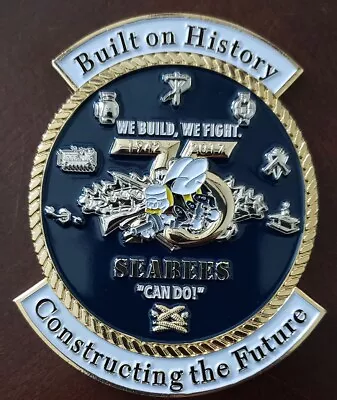 75th Seabee Anniversary Medallion W/3M Adhesive Backing. Size: 3.5  X 3  X 3mm.  • $12.50