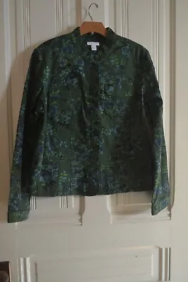 Green Khaki/denim Floral Jacket By Charter Club ~ L • $1.99