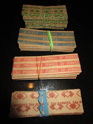 Assortment 194 Vintage Coin Stripped Wrappers: Dimes Nichels Pennies • $4.99