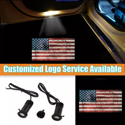 2x Car Door USA Flag Falcon Logo LED Wired Laser Shadow Projection Welcome Light • $17.94