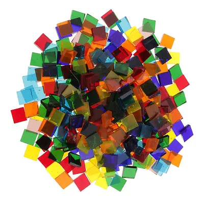 250Pcs/160g Assorted Color Clear Square Glass Mosaic Tiles For DIY Craft LOT • £9.25