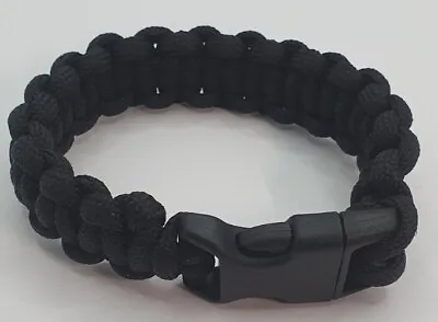 BLACK Tactical Paracord Bracelet Wrist Band Survival Military Army • £5.95