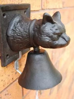 Vintage Cast Iron Cat Wall Mount Door Bell Black • $48.99