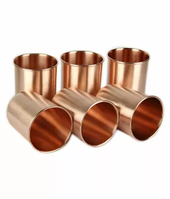 100% Pure Copper Water Glass Set Of 6 For Yoga Ayurveda Health Benefits 300 Ml • $23