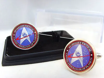 £10.99 • Buy Star Trek Starfleet Tactical Badge Mens Cufflinks Cuff Links Gift