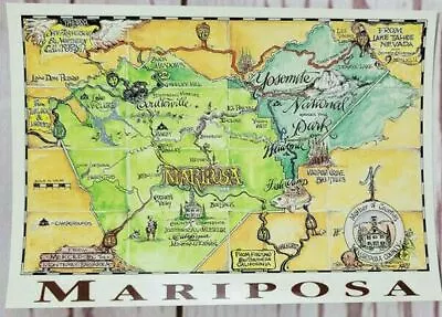 NEW MARIPOSA County Yosemite California Map Vintage Postcard • $4.87