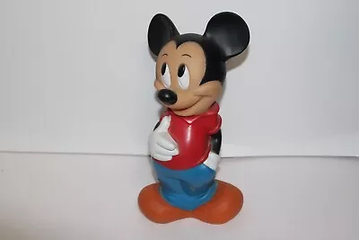 Vintage 1968 Mickey Mouse ILLCO Vinyl Coin Bank Disney Free Standing Complete • $10.39