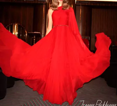 Jenny Packham 007 James Bond Dr. No Red Long Maxi Gown Evening Dress UK 12 US 8 • £1715.46