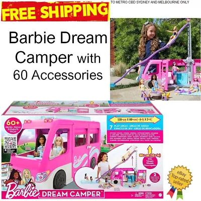 Barbie Dream Camper Vehicle Playset Toy RV Vehicle Van Pop Out Camping Caravan • $149