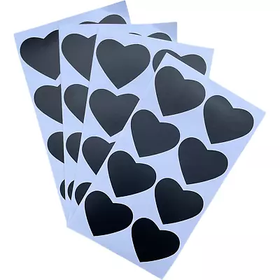 40x Heart Chalkboard Labels Reusable Craft Kitchen Jar Black Chalk Board Sticker • £3.35