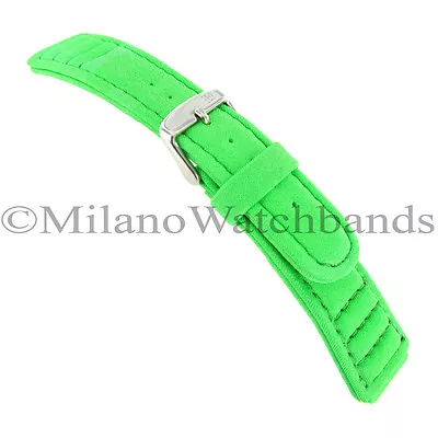18mm Morellato Neon Green Lycra Spandex Fabric Stitched Padded Watch Band 1616 • $15.96