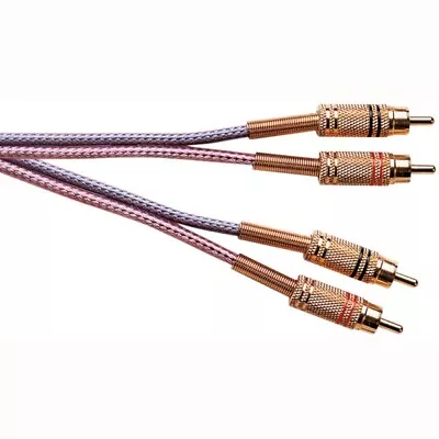 RCA PHONO LEAD X 2 To RCA PHONO LEAD X 2 - GOLD PLUGS + BRAIDED SCREENED CABLE • £4.95