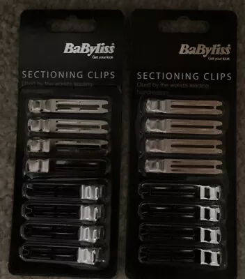 Hair Sectioning Clips - Babyliss - Metal Hair Clips - 8 Per Pack. X 2 • £7.99