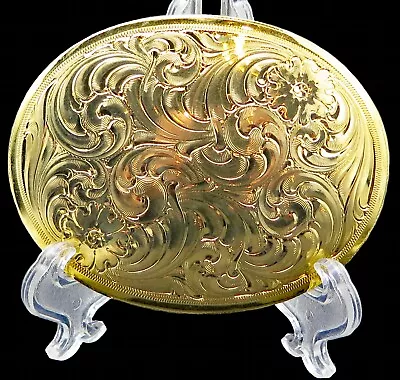 Cowboy Cowgirl Western Ornate Filigree Gold Plate RA Guthrie Belt Buckle • $157.50