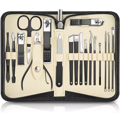 18 Piece Manicure Pedicure Nail Care Set Cutter Clippers Kit Case Mens Ladies UK • £7.99