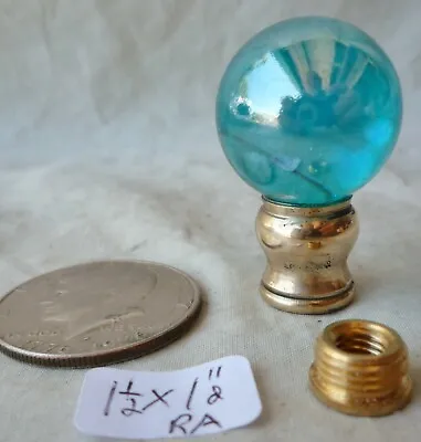 Lamp Finial Aqua Cyan Blue Glass Ball 1 1/2 H X 1 D (RA)  (per Ea) • $16.99