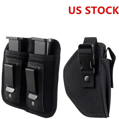 Tactical Double Magazine Pouch 9mm Concealed Carry With OWB Pistol Gun Holster • $9.14