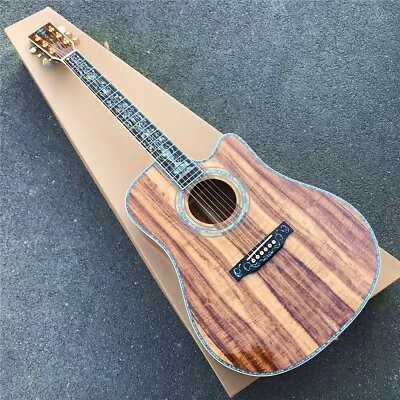 Cutaway 41  D Style Full Koa Wood Acoustic Guitar Abalone Ebony Fingerboard • $458