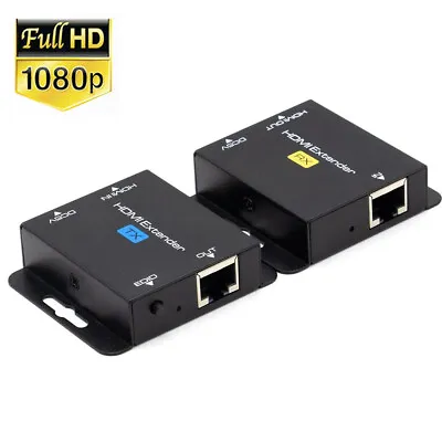HDMI Extender POC Over Cat5e/cat6 RJ45 Ethernet UTP Cable Up To 60M RX TX Kit • $30.98