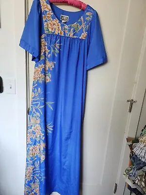 Chix Hawaii Vintage Liberty House Muumuu Dress Size L Blue Polyester • £28.98