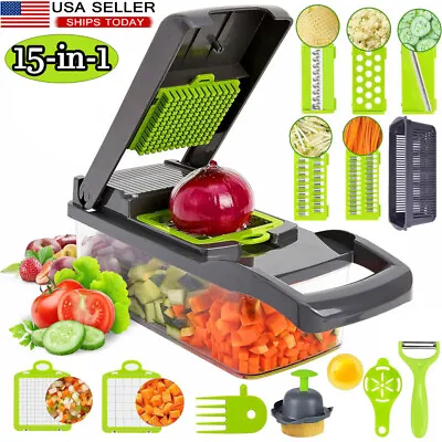 15 In 1 Fruit Vegetable Slicer Cutter Food Onion Veggie Dicer Chopper Kitchen US • $15.86