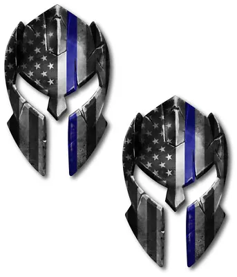 Thin Blue Line Spartan Helmet Decal Sticker USA Truck Police Officer Molon Labe • $2.48