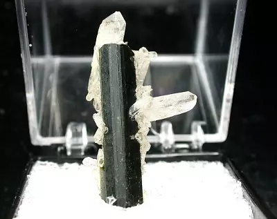 Minerals : Dark Green Epidote Xtl With Clear Quartz Xtls From Fenadinho Brazil • $2.25