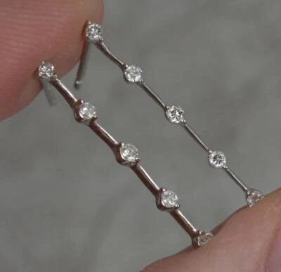 £325 • Buy 18 Carat White Gold And Diamond Column Drop Earrings