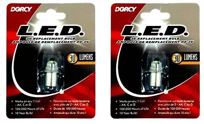 Lot Of (2)DORCY 41-1643 30 Lumen 3V LED Replacement Light Bulb For 2 Cell AA/C/D • $15.88