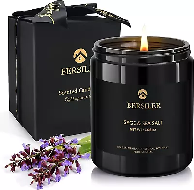 Scented Candles For Men - Aromatherapy Candles Sage & Sea Salt Candles For Home • $20.99