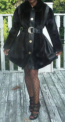 Mint Vtg Designer Sable Black Mink Fur Coat Jacket Bolero Stroller  L- XL 10-16 • $799.99