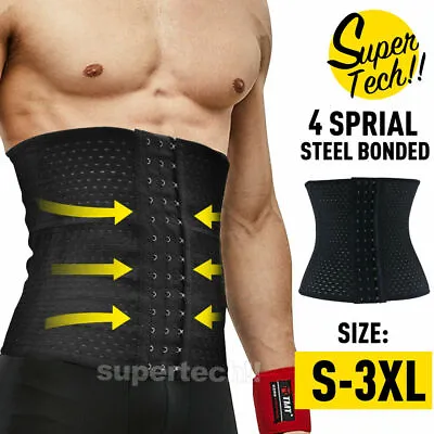 Men's Waist Trainer Slim Body Shaper Tummy Girdle Belt Belly Fat Burner Corset • £8.79