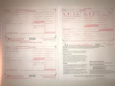 (6) 2020 IRS TAX FORMS W-2 (6 Recipients) + 1 FORM W-3 • $6.75