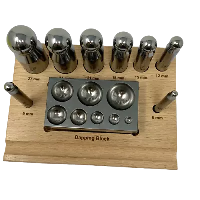 Dapping Block Punches Jewellery Making Set Metal Forming Domes Jewellers Tool • £29.99