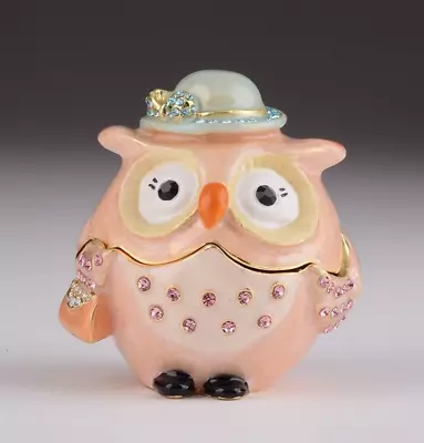 Pink Owl Lady Trinket Box Hand Made  By Keren Kopal With  Austrian Crystals • $0.99