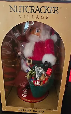 Vintage Velvet Santa In Box Mays Department  1999 • $55