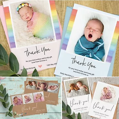 Personalised Baby Thank You Cards Boy Or Girl Birthday Christening (B3) • £27.49
