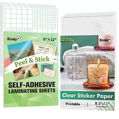 KIT Koala Transparent Sticker Paper For Inkjet + Self-Adhesive Laminating Sheets • $11.99