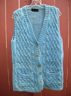 Vintage Sears Roebuck Sweater Vest Large L ITALY Cable Knit Button Up  22  Chest • $18.95