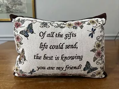 Vintage Tapestry Throw Pillow Butterflies Friendship Rectangle 12x8” Inch Gift  • $12.99